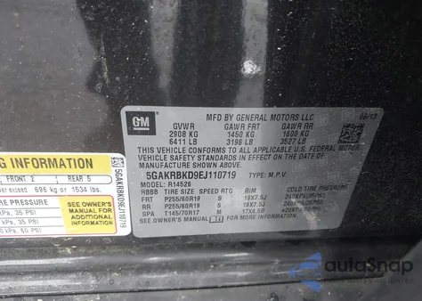 2014 Buick Enclave Leather z USA, uszkodzony, nr VIN 5GAKRBKD9EJ110719